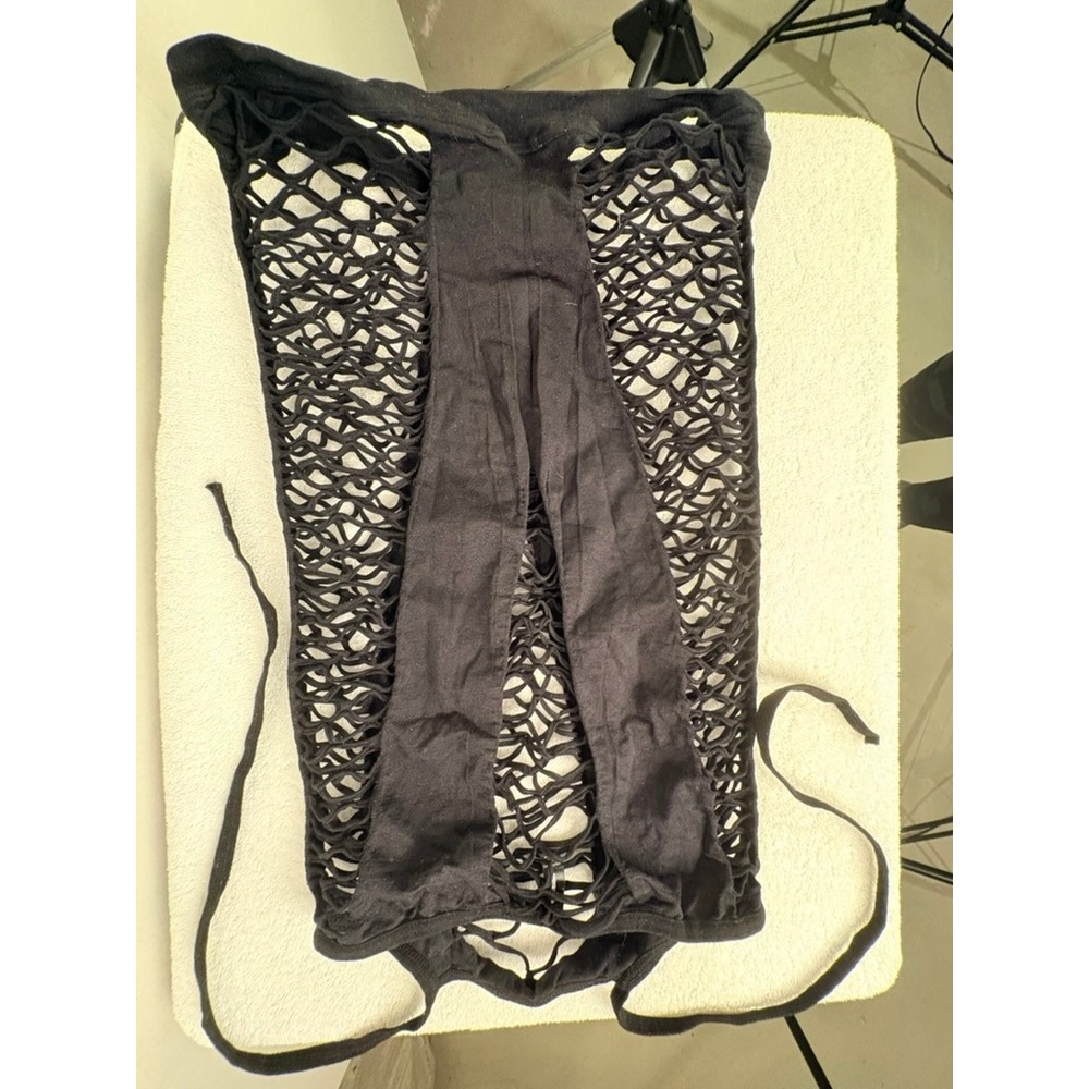Sexy Rage Black Cutout Fishnet Shredded Sleeveless Top One Size Rave Goth Alt
